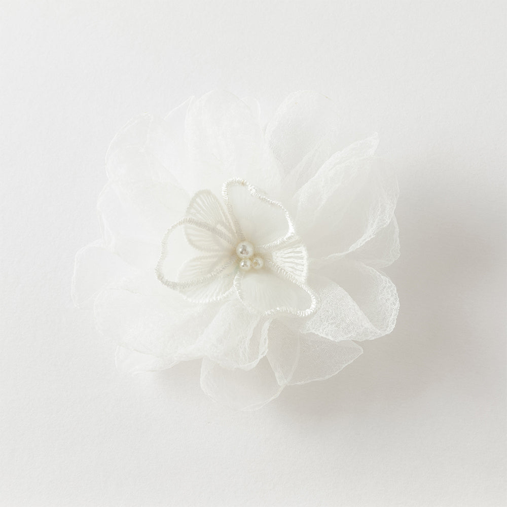 فستان أميرة للبنات الصغيرات بأكمام طويلة من التول الأبيض بتصميم فاخر مزين بزهرات ثلاثية الأبعاد قابلة للإزالة