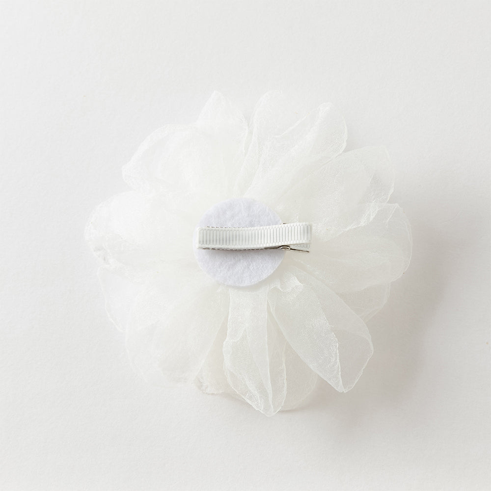 فستان أميرة للبنات الصغيرات بأكمام طويلة من التول الأبيض بتصميم فاخر مزين بزهرات ثلاثية الأبعاد قابلة للإزالة