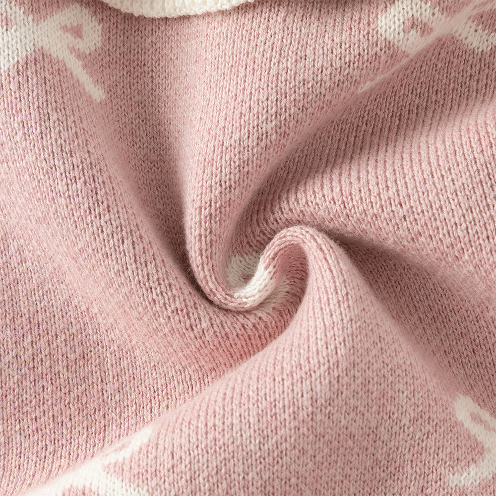 فستان بنات طويل الأكمام من قماش محبوك باللون الوردي مع تنورة تول بأسلوب أميرة