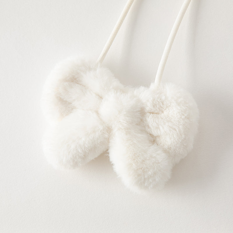 فستان بنات طويل الأكمام باللون الأبيض الحليبي من قماش تويد كلاسيكي محبوك مع تنورة تول بأسلوب أميرة