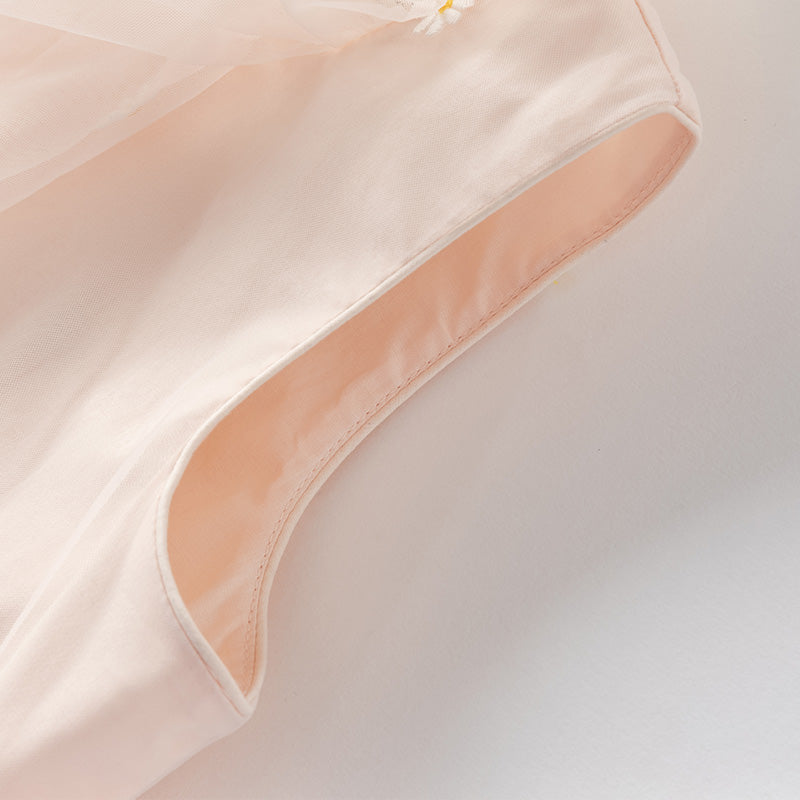 فستان بنات صيفي من التول باللون الوردي بأسلوب أميرة