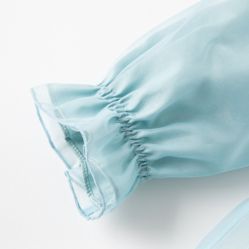 فستان بنات بأكمام طويلة من التول رمادي أزرق تصميم أميري فاخر