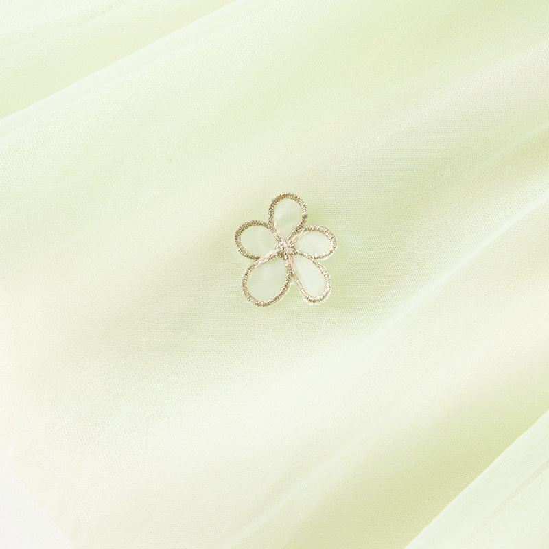 فستان بنات طويل الأكمام بنقشة مربعات خضراء من قماش محبوك مع تنورة تول بأسلوب أميرة