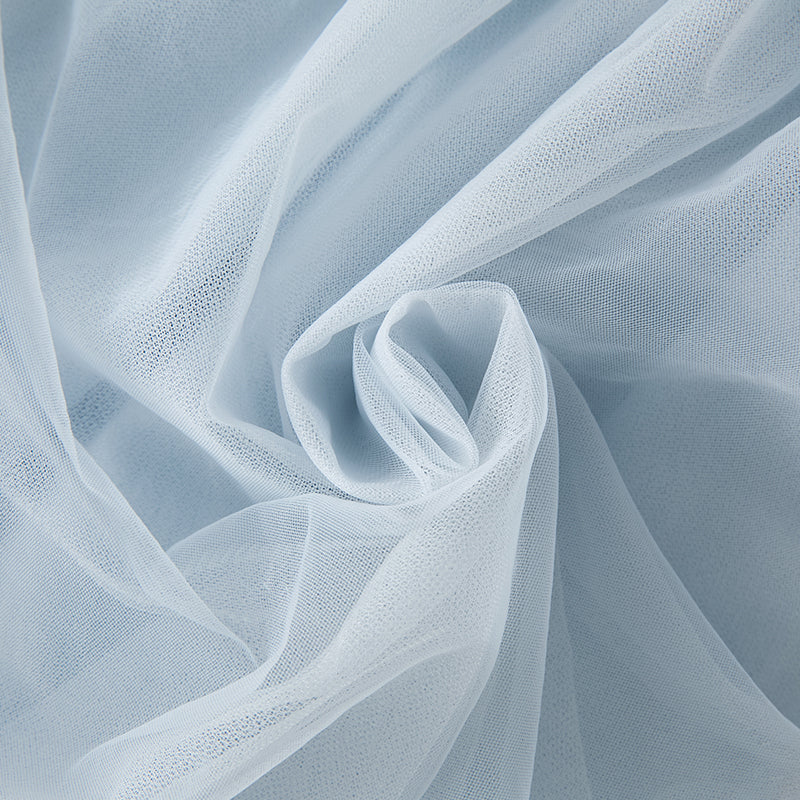 فستان بنات طويل الأكمام من التول باللون الأزرق مع تطريز زهور، أسلوب صيني عصري