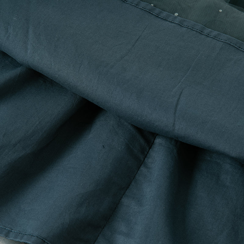 فستان بنات طويل الأكمام من التول باللون أزرق طاووس بأسلوب أميرة (يشمل حقيبة كروس)