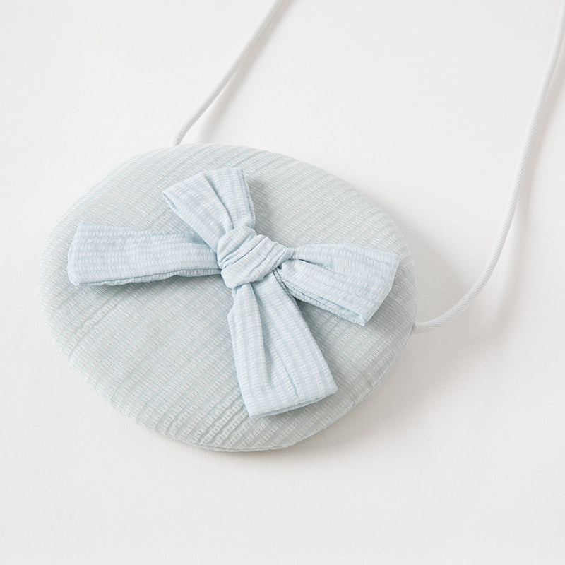 فستان بنات طويل الأكمام من التول باللون الأزرق مع تطريز دانتيل، أسلوب أميرة (يشمل حقيبة كروس)