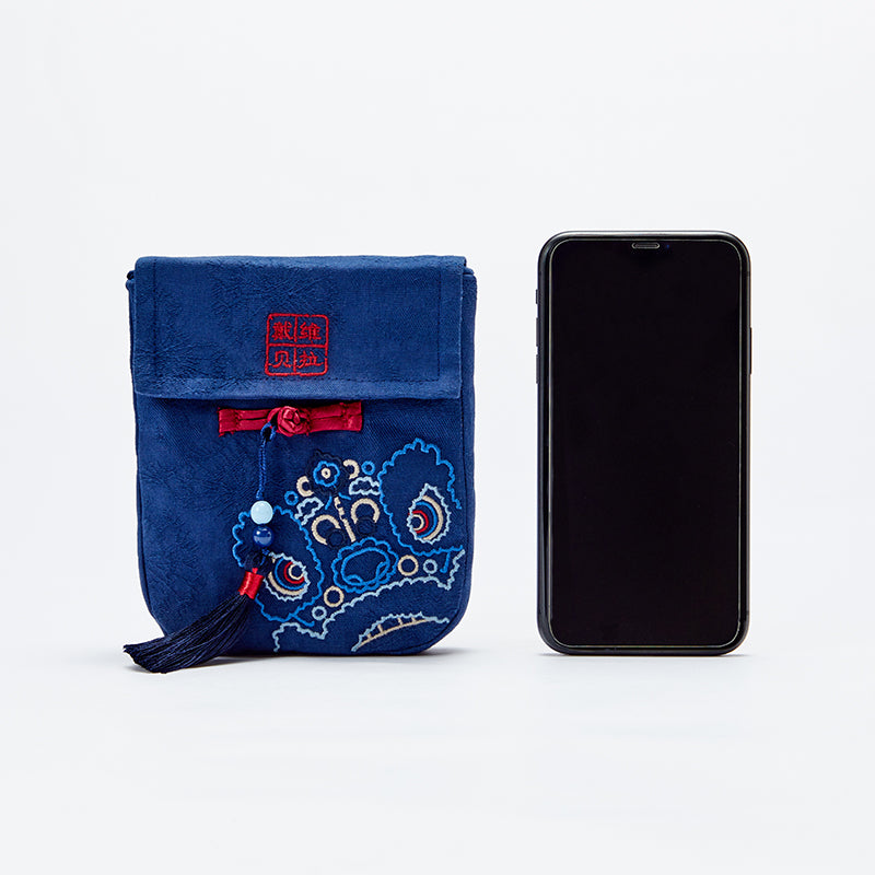 حقيبة كروس بودي جينز زرقاء عصرية بتطريز صيني، مناسبة للبنين والبنات