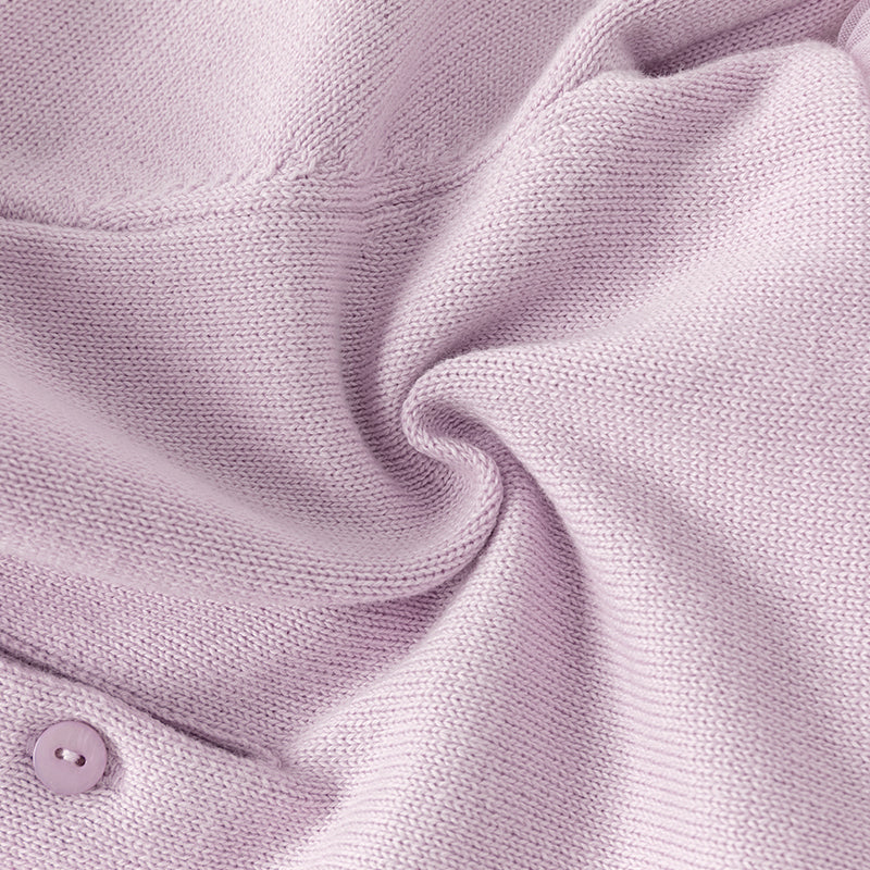 فستان بنات طويل الأكمام من قماش محبوك باللون البنفسجي الفاتح مع تنورة تول بأسلوب أميرة