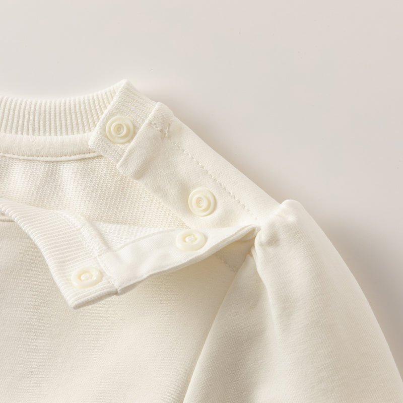 فستان بنات طويل الأكمام من قماش محبوك باللون البيج مع تنورة تول بأسلوب أميرة، أسلوب غير رسمي