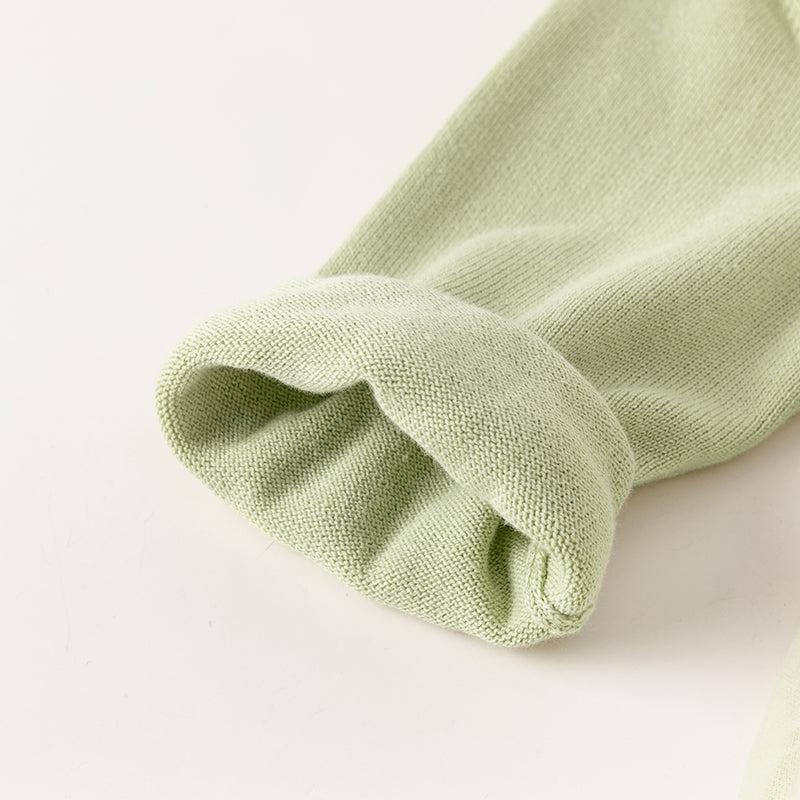 فستان بنات طويل الأكمام من قماش محبوك باللون الأخضر التفاحي مع تنورة تول بأسلوب أميرة، أسلوب أنيق