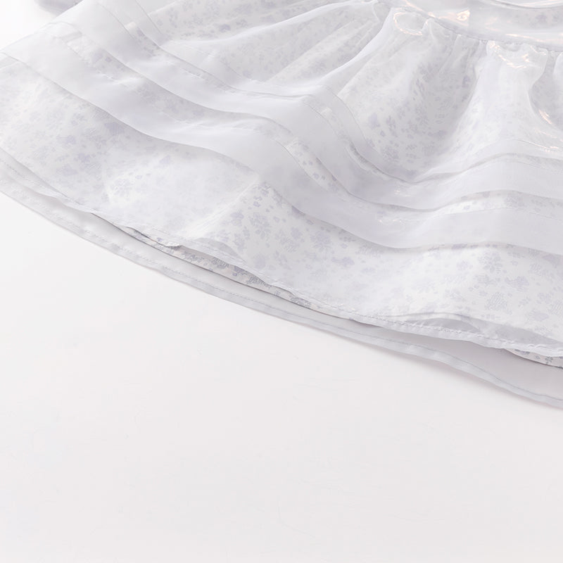 فستان بنات طويل الأكمام من التول باللون البنفسجي الغباري بأسلوب أميرة