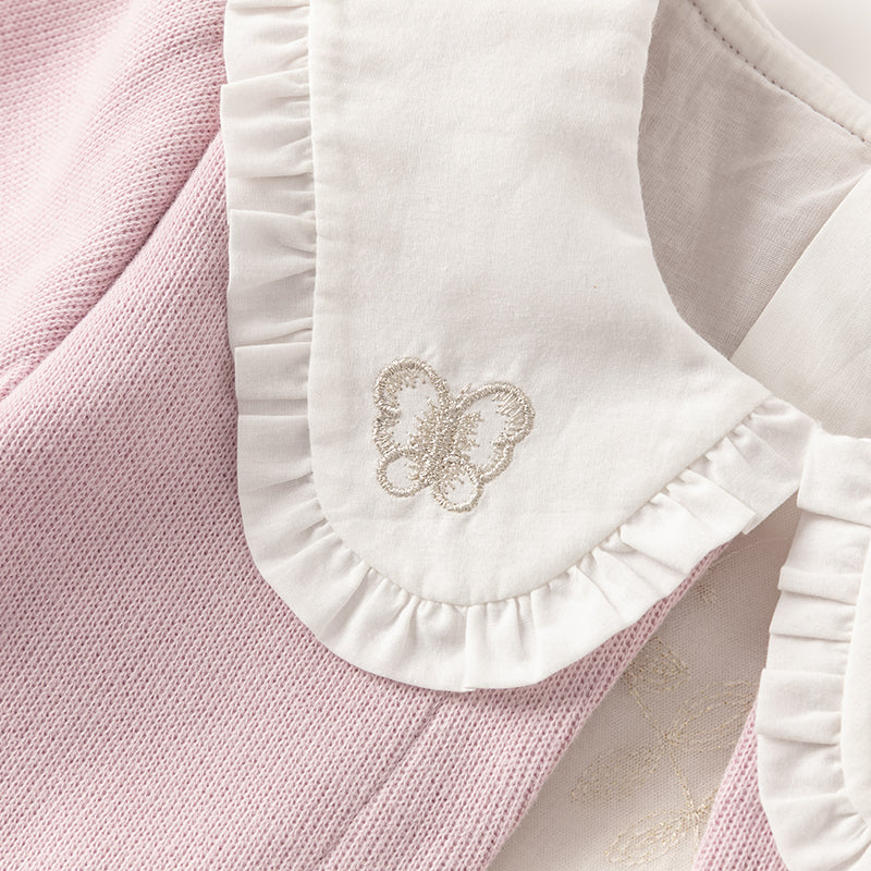 فستان بنات طويل الأكمام بقماش محاك باللون البنفسجي الغباري مع تنورة تول بأسلوب أميرة