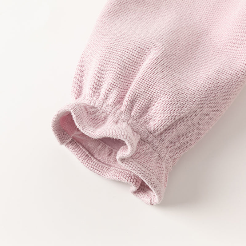 فستان بنات طويل الأكمام بقماش محاك باللون البنفسجي الغباري مع تنورة تول بأسلوب أميرة