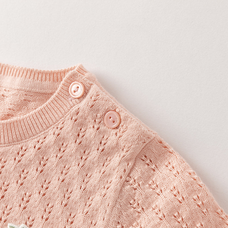 فستان بنات طويل الأكمام باللون الوردي الفاتح مع قماش محبوك وتنورة تول بأسلوب أميرة