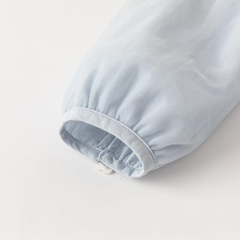 فستان بنات طويل الأكمام من التول باللون الرمادي الأزرق بأسلوب صيني عصري