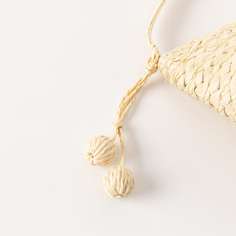 حقيبة كروس بودي كاكي فاتح للبنات بتصميم منسوج بأسلوب عطلة