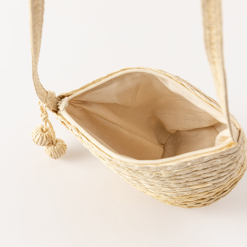 حقيبة كروس بودي كاكي فاتح للبنات بتصميم منسوج بأسلوب عطلة