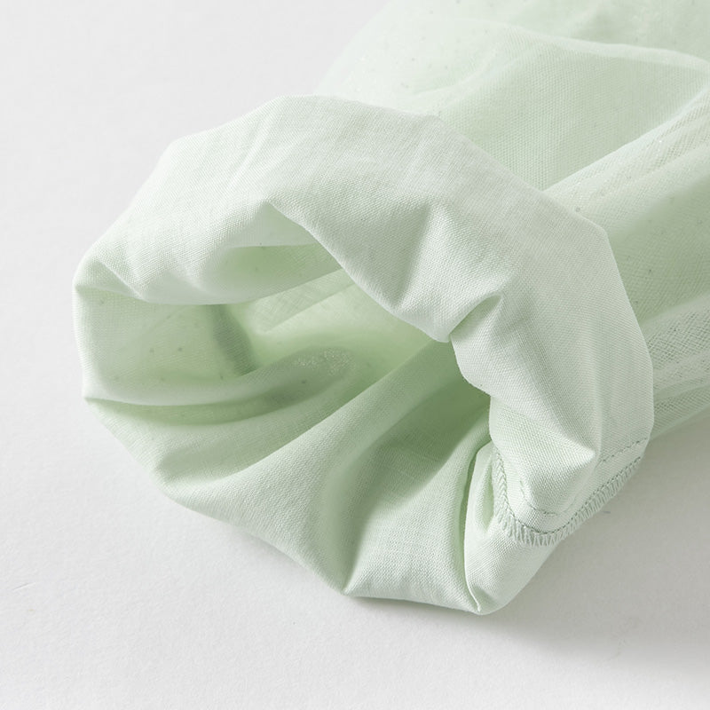 فستان بنات بأكمام طويلة من التول أخضر زنابق الوادي مزين بتطريز أنيق تصميم أميري