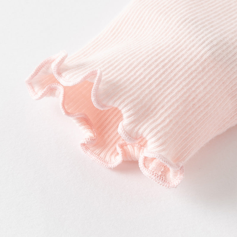 فستان بنات طويل الأكمام من قماش محبوك وردي مع تنورة تول بأسلوب أميرة