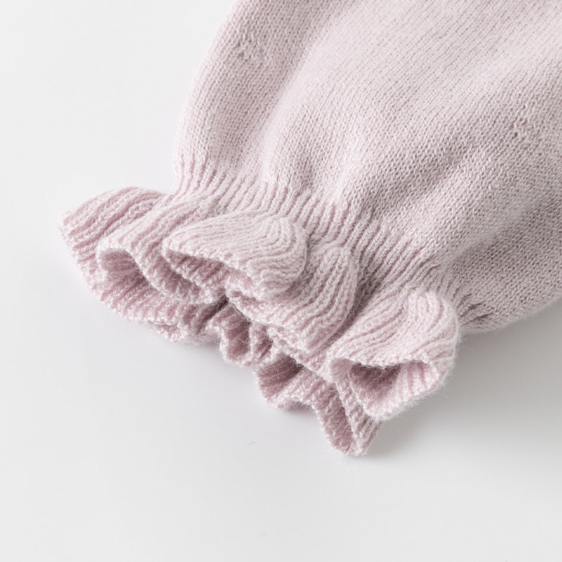 فستان للأطفال بأكمام طويلة من التريكو الأرجواني مع تنورة من التول، بطابع ناعم ومنعش