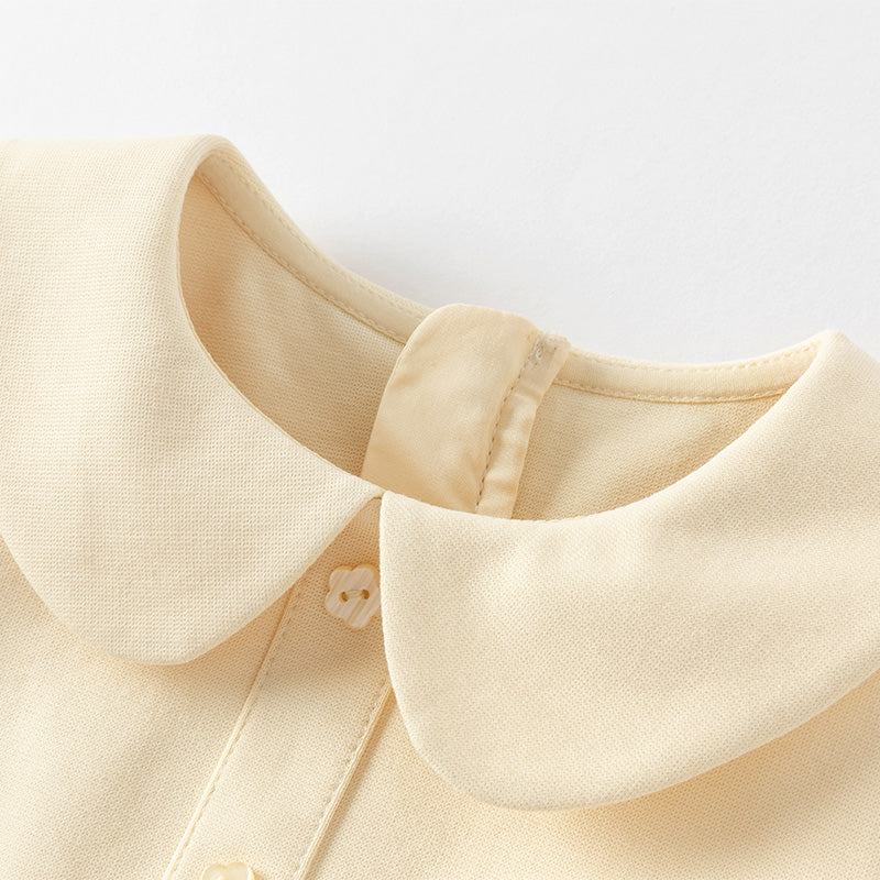 فستان بنات طويل الأكمام من التول باللون الأصفر مع تنورة متعددة الطبقات بأسلوب لطيف