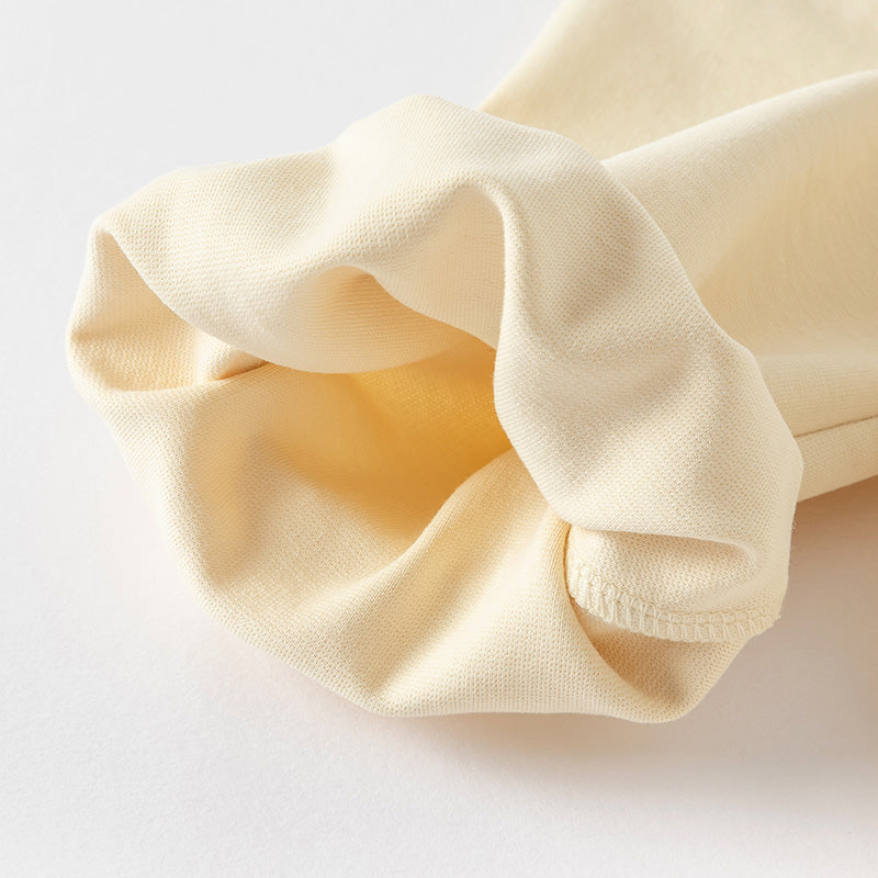 فستان بنات طويل الأكمام من التول باللون الأصفر مع تنورة متعددة الطبقات بأسلوب لطيف