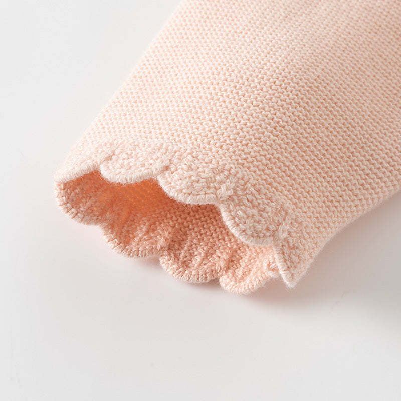 فستان للأطفال بأكمام طويلة من التريكو الوردي البرتقالي مع تنورة من التول