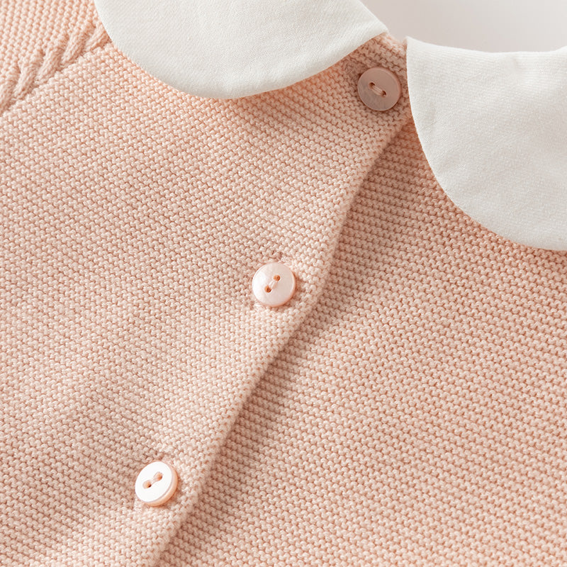 فستان للأطفال بأكمام طويلة من التريكو الوردي البرتقالي مع تنورة من التول