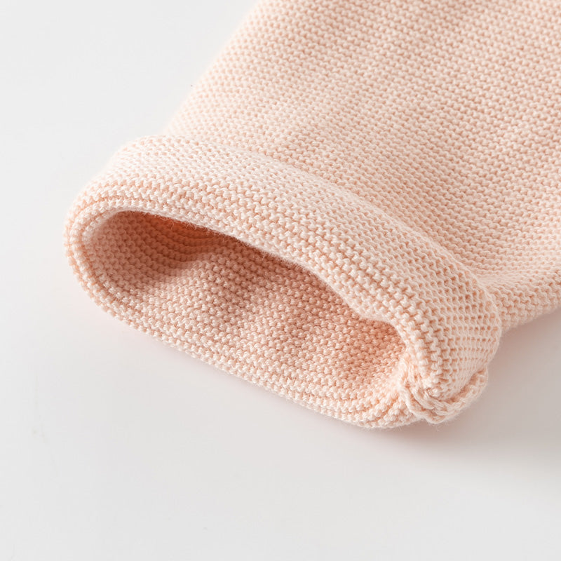 فستان للأطفال بأكمام طويلة من التريكو الوردي البرتقالي مع تنورة من التول