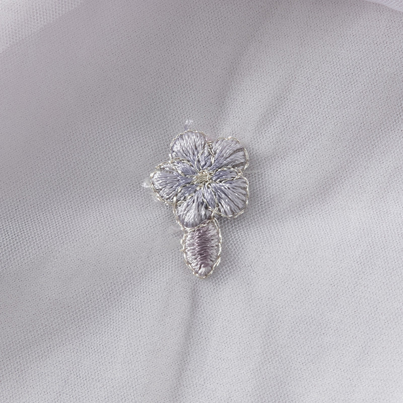 فستان بنات بأكمام طويلة من التول بنفسجي غباري تصميم صيني (يشمل حقيبة كروس)