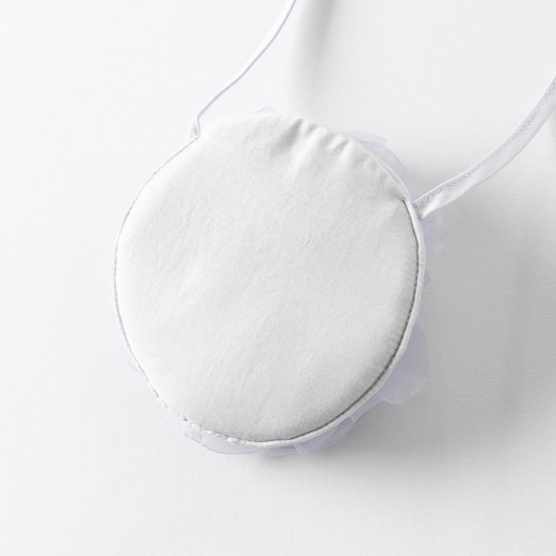 فستان بنات بأكمام طويلة من التول بنفسجي غباري تصميم صيني (يشمل حقيبة كروس)