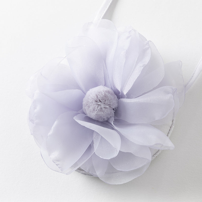 فستان بنات بأكمام طويلة من التول بنفسجي غباري تصميم صيني (يشمل حقيبة كروس)