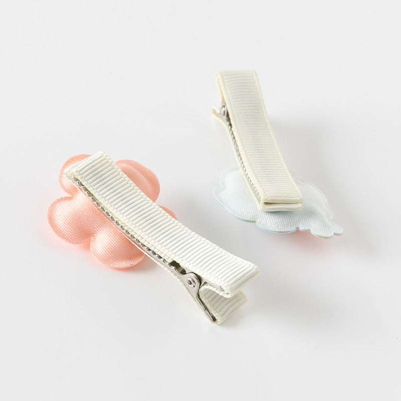 مجموعة مشابك شعر للبنات الصغار - تصميم الزهور والسحابة من قماش ناعم للأطفال