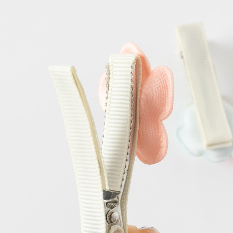 مجموعة مشابك شعر للبنات الصغار - تصميم الزهور والسحابة من قماش ناعم للأطفال