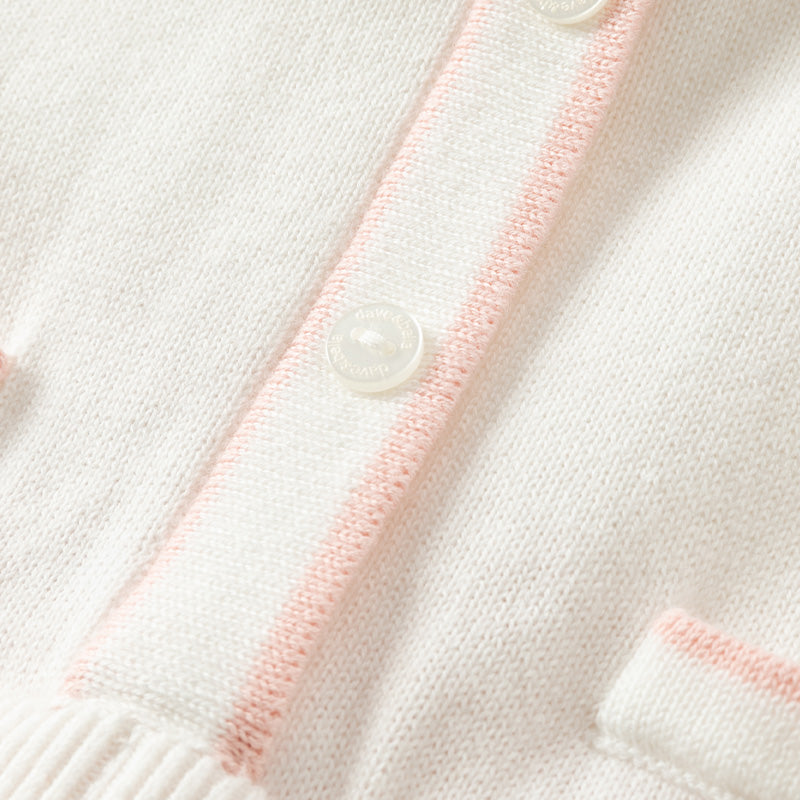 فستان بنات طويل الأكمام من قماش محبوك باللون البيج مع تنورة تول وردية بأسلوب أميرة