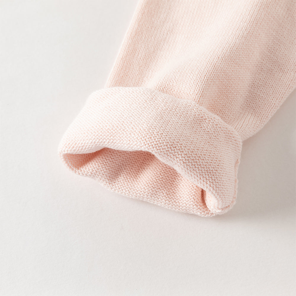 فستان بناتي طويل الأكمام باللون الوردي من القماش المحبوك، بتنورة تول بأسلوب أميرة