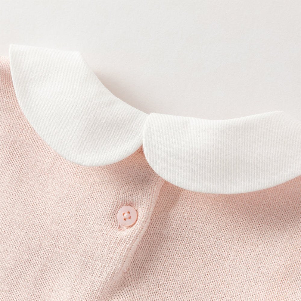 فستان بناتي طويل الأكمام باللون الوردي من القماش المحبوك، بتنورة تول بأسلوب أميرة