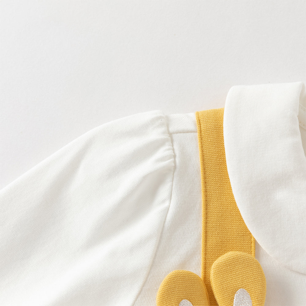 فستان بنات طويل الأكمام باللون الأصفر بتصميم A أسلوب لطيف