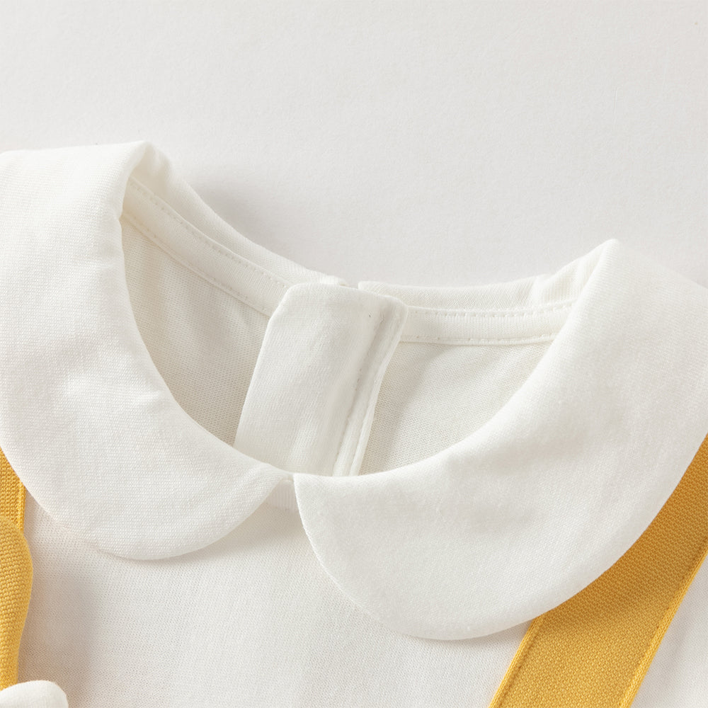 فستان بنات طويل الأكمام باللون الأصفر بتصميم A أسلوب لطيف