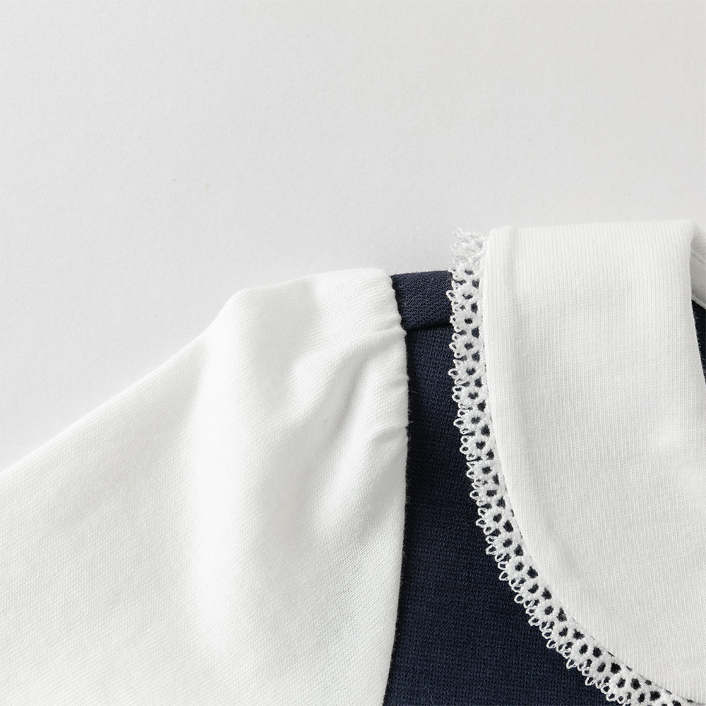 فستان بنات طويل الأكمام باللون الكحلي مع زينة فراشة من التول قابلة للإزالة