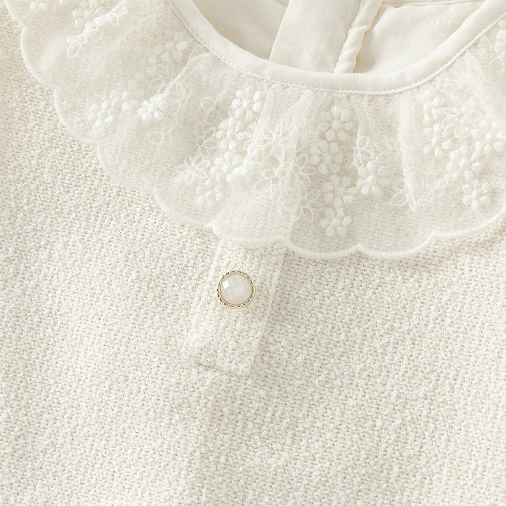 فستان بناتي بدون أكمام من قماش تويد، بتنورة تول بأسلوب أميرة(يشمل حقيبة كروس)