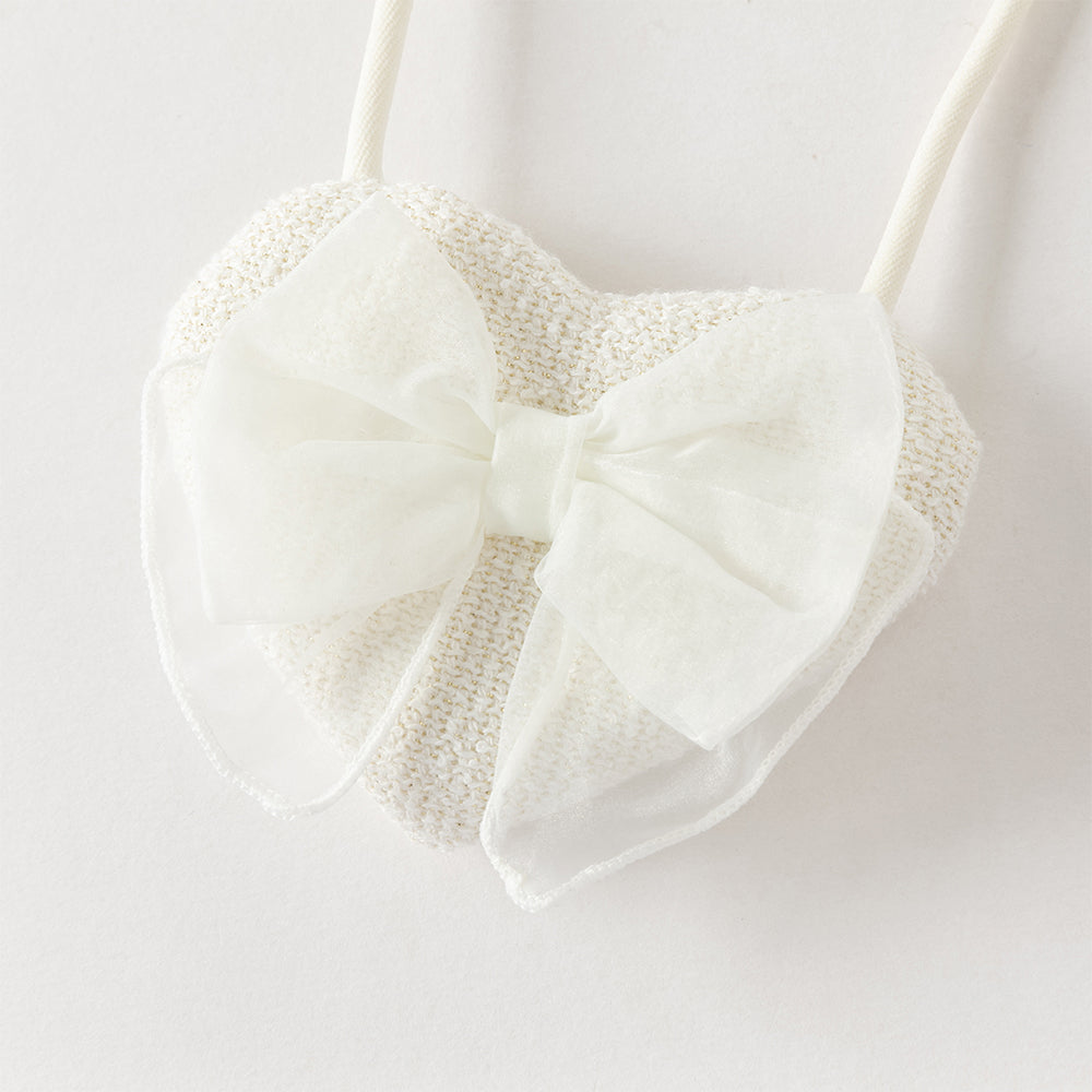 فستان بناتي بدون أكمام من قماش تويد، بتنورة تول بأسلوب أميرة(يشمل حقيبة كروس)