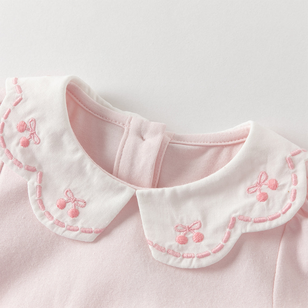 رومبر بناتي للرضّع باللون الوردي الفاتح مع تنورة تول مزينة بالدانتيل