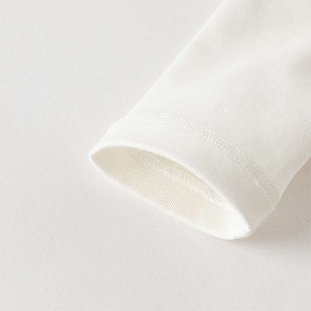 رومبر قطن أبيض للبنات مع تغطية دانتيل وردية - رومبر بياقة بيتر بان وحواف متدرجة مع أزرار كاملة