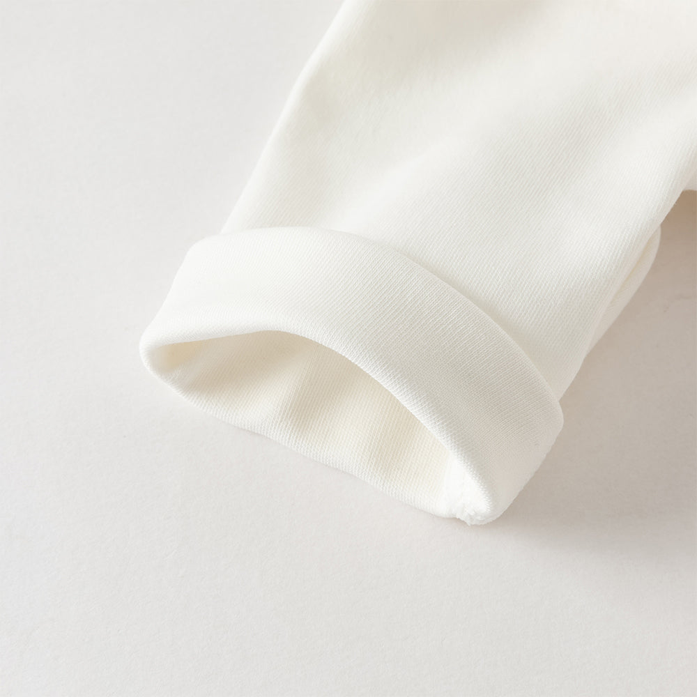 رومبر قطن أبيض للبنات مع تغطية دانتيل وردية - رومبر بياقة بيتر بان وحواف متدرجة مع أزرار كاملة