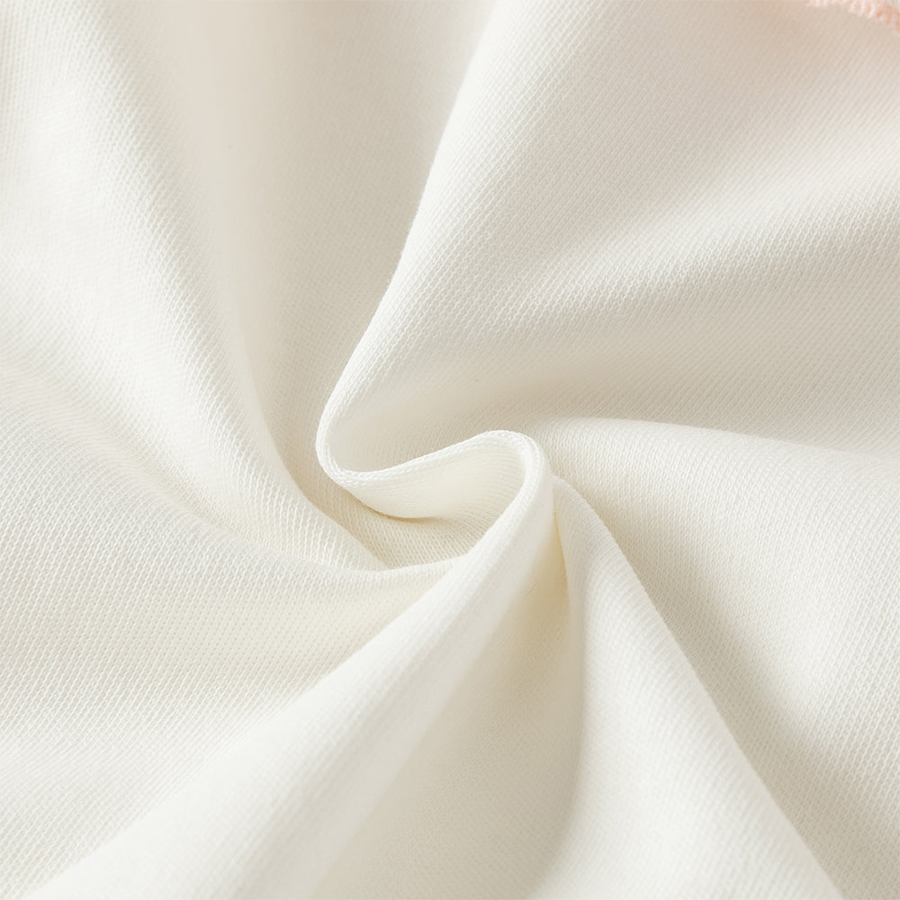 رومبر قطن أبيض للبنات مع تغطية دانتيل وردية - رومبر بياقة بيتر بان وحواف متدرجة مع أزرار كاملة