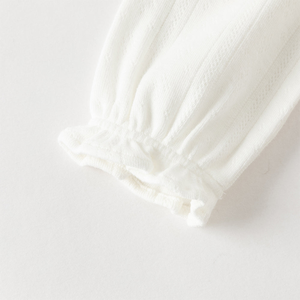 رومبر بناتي بطبعة وردية للرضع – ياقة بيتر بان مع تصميم حمالات مزين بفيونكات