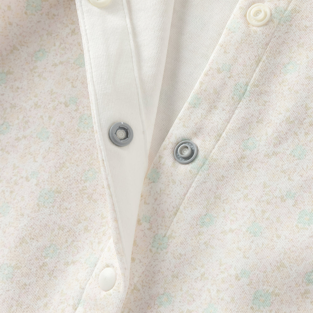 زي قطني مكون من قطعتين للبنات - رومبر بطبعة زهور مع فيست وردي مزخرف