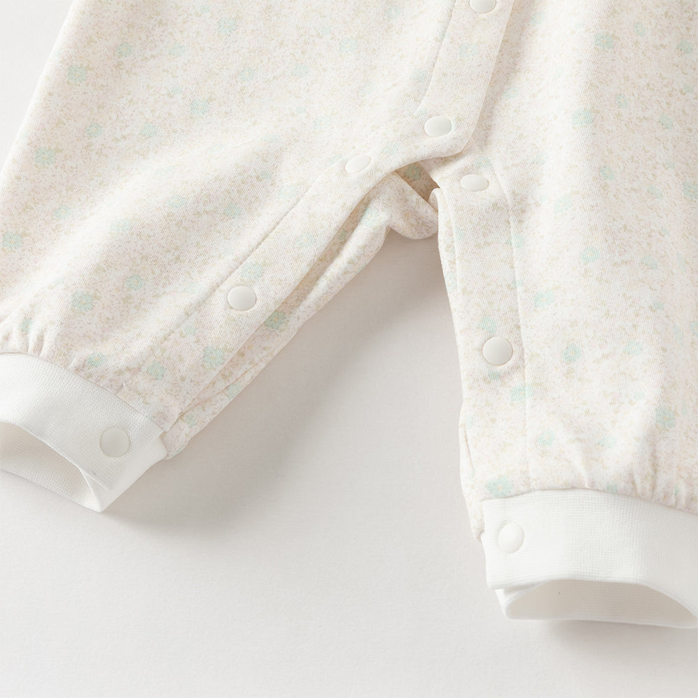 زي قطني مكون من قطعتين للبنات - رومبر بطبعة زهور مع فيست وردي مزخرف