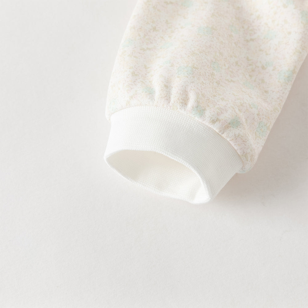 زي قطني مكون من قطعتين للبنات - رومبر بطبعة زهور مع فيست وردي مزخرف